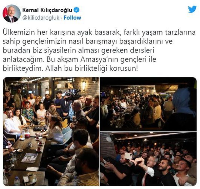 Gençlerle bir araya gelen CHP lideri Kılıçdaroğlu özçekim paylaştı