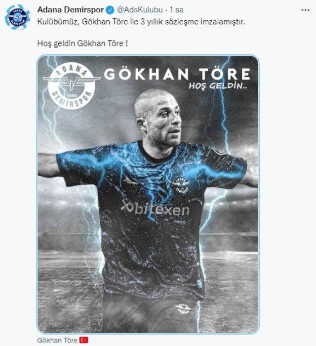 Adana Demirspor, Beşiktaş'tan ayrılan Gökhan Töre'yi renklerine bağladı