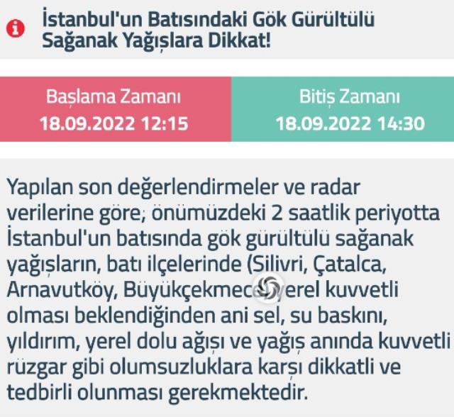 Bu saat aralığına dikkat! Meteoroloji'den İstanbul için yağış uyarısı Bu saat aralığına dikkat! Meteoroloji'den İstanbul için yağış uyarısı