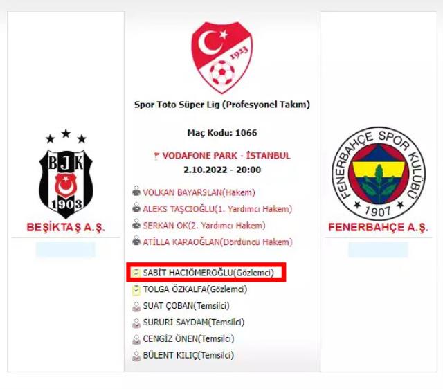 Bahis oynarken görüntülendiği iddia edilen gözlemci Beşiktaş-Fenerbahçe derbisine atandı