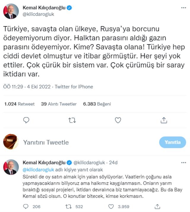 Kılıçdaroğlu, Türkiye'nin Rusya'dan doğal gaz ödemeleri için erteleme istediği iddiasına sert çıktı
