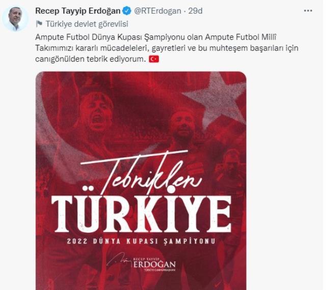 Ampute Futbol Milli Takımı, Angola'yı 4-1 yenerek Dünya Kupası'nı kazandı Ampute Futbol Milli Takımı, Angola'yı 4-1 yenerek Dünya Kupası'nı kazandı