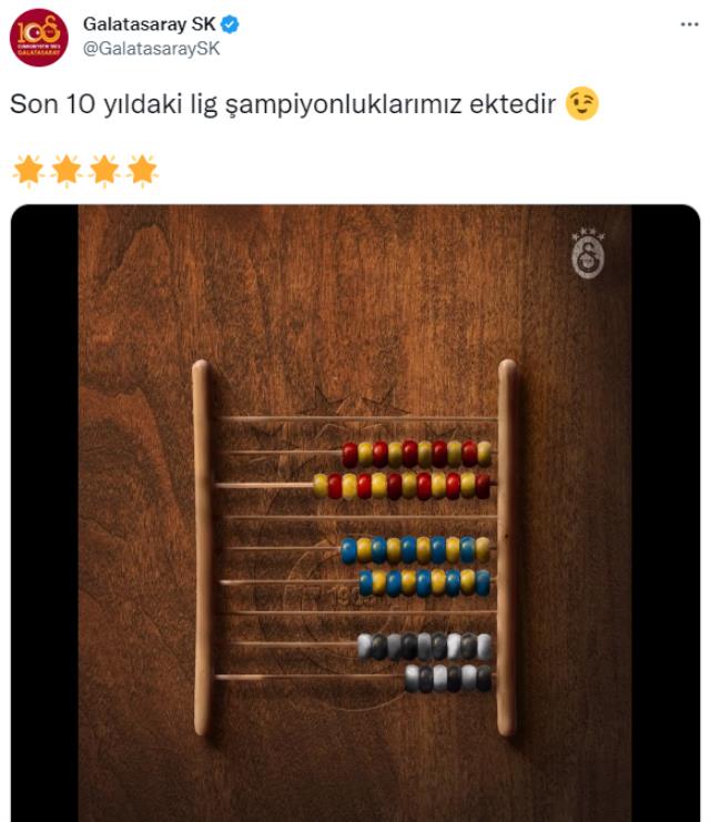 Galatasaray'dan Şenol Güneş'e abaküslü şampiyonluk göndermesi: Son 10 yıldaki lig şampiyonluklarımız ektedir