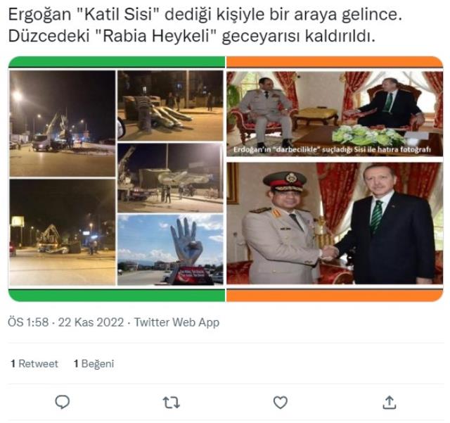 Düzce'deki Rabia heykelinin yeni kaldırıldığı iddiası yanlış