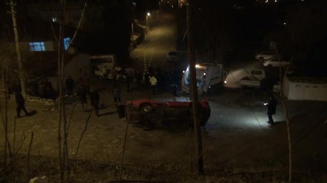 Aracıyla 10 metre yükseklikten park halindeki otomobilin üzerine düşen alkollü sürücü ağır yaralandı