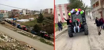 Gelini almaya traktörle gittiler! Gören vatandaşlar telefona sarıldı