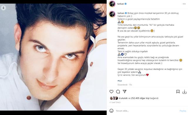 Kariyerinin 30.yılını kutlayan Megastar Tarkan'dan duygusal paylaştım Kariyerinin 30.yılını kutlayan Megastar Tarkan'dan duygusal paylaştım