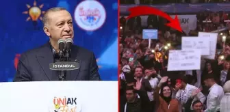 Kendisi için hazırlanan pankartları gören Cumhurbaşkanı Erdoğan mest oldu: Bak bak neler yazmışlar
