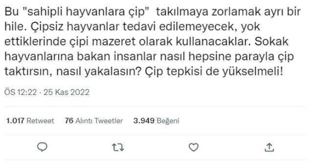 Çipsiz hayvanların tedavi edilmeyeceği iddiası gerçeği yansıtmıyor