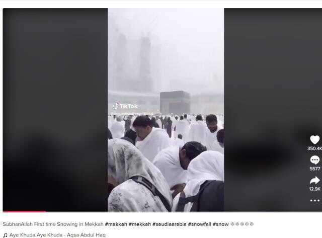Videonun Kabe'ye kar yağdığını gösterdiği iddiası yanlış
