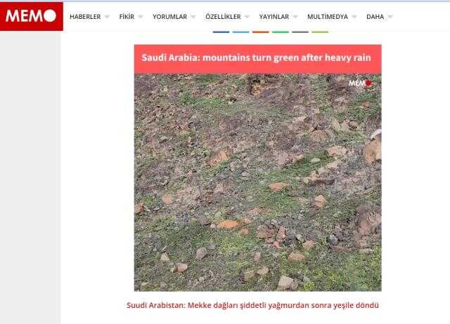 Yağıştan dolayı Mekke ve Medine'nin dağlarının yeşile döndüğü iddiası doğru Yağıştan dolayı Mekke ve Medine'nin dağlarının yeşile döndüğü iddiası doğru
