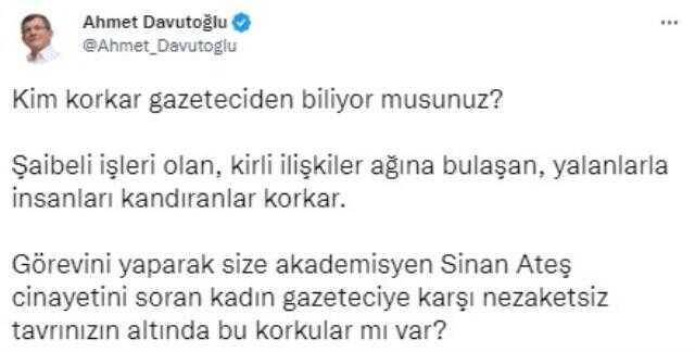 Davutoğlu'ndan Bahçeli'ye soru soran gazetecilerin görev yapmasının engellenmesi tepki