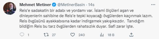 Mehmet Metiner'den 'Tayyip ağabeyin ayakkabısını yalamamız lazım' diyen AK Partili vekile tepki