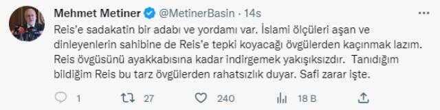 Mehmet Metiner'den 'Tayyip ağabeyin ayakkabısını yalamamız lazım' diyen AK Partili vekile tepki