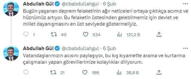 Cumhurbaşkanı Erdoğan, Abdullah Gül ile görüştü! Deprem sonrası çalışmaları konuştular