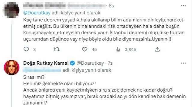 Doğa Rutkay'dan 'İstanbul'da 500 bin insan ölümle burun buruna' diyen Naci Görür'e tepki: Artık yeter