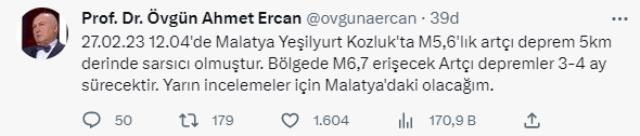 Prof. Dr. Ahmet Ercan'dan Malatya'daki 5.6'lık deprem sonrası korkutan uyarı: Artçıların büyüklüğü 6.7'ye kadar erişecek