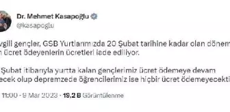 Bakan Mehmet Muharrem Kasapoğlu, yurt ücretlerinin iade edileceğini duyurdu Açıklaması