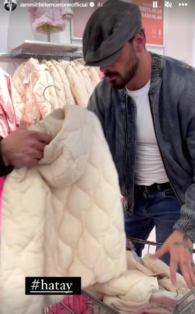 Hatay'a giden ünlü oyuncu Michele Morrone, depremzede çocuklar için alışverişe çıktı