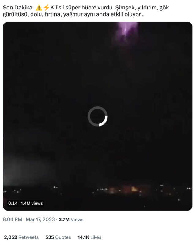 Videonun, Kilis'te 'Süper hücre fırtınası' gerçekleştiğini gösterdiği iddiası yanlış