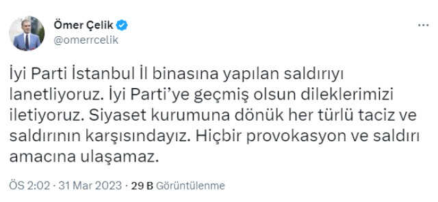 Son Dakika! AK Parti: İYİ Parti binasına saldırıyı lanetliyoruz, Akşener'in açıklaması ise provokatif bir yaklaşım
