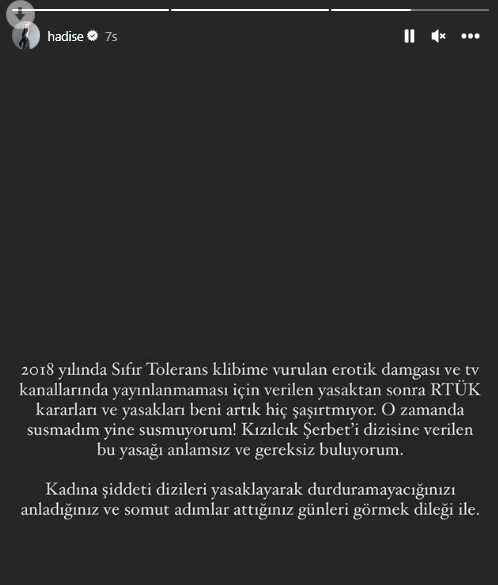 Hadise'den Kızılcık Şerbeti'ne ceza veren RTÜK'e tepki: Anlamsız ve gereksiz