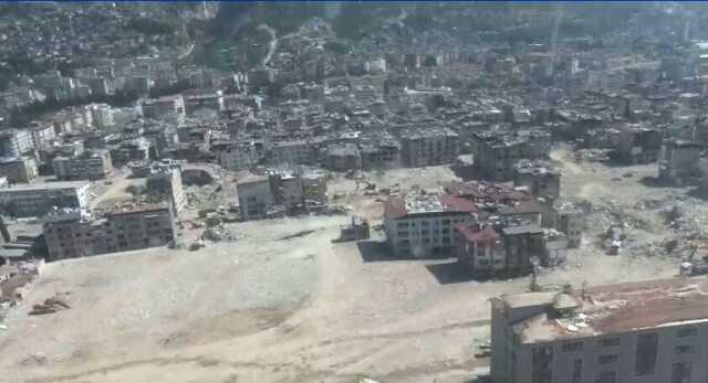 Depremin yerle bir ettiği Hatay, enkaz kaldırıldıktan sonra havadan görüntülendi