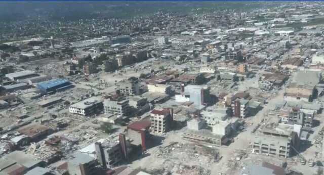 Depremin yerle bir ettiği Hatay, enkaz kaldırıldıktan sonra havadan görüntülendi