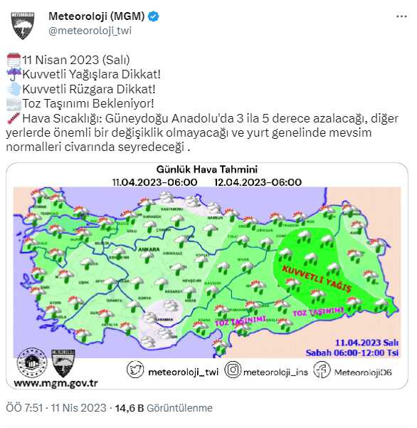 Meteoroloji hava tahminlerini açıkladı! Tüm yurt kuvvetli yağışın etkisi altında Meteoroloji hava tahminlerini açıkladı! Tüm yurt kuvvetli yağışın etkisi altında