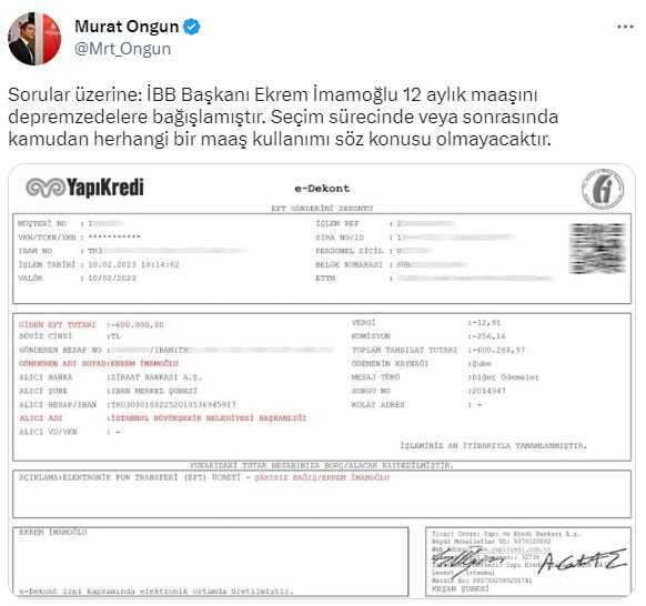 Yavaş'ın ardından İmamoğlu da seçim sürecinde ve sonrasında belediyeden maaş almayacak