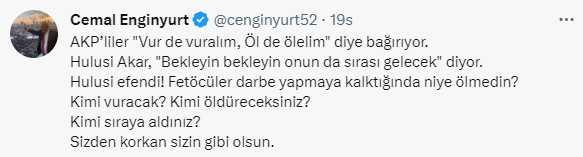 Akar'ın 'Vur de vuralım' sloganına verdiği yanıta sert tepki: Kimi vuracak, kimi öldüreceksiniz?