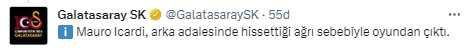 Mauro Icardi ikinci yarıda neden sahaya çıkmadı? G.Saray'dan jet hızıyla açıklama