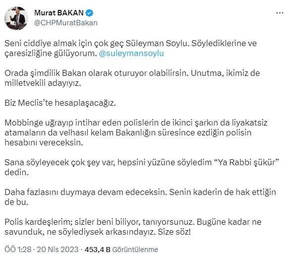 Soylu, 'Emniyette paralel yapı oluşturmaya çalışıyor' dedi, CHP'li Bakan'dan yanıt gecikmedi: Çaresizliğine gülüyorum