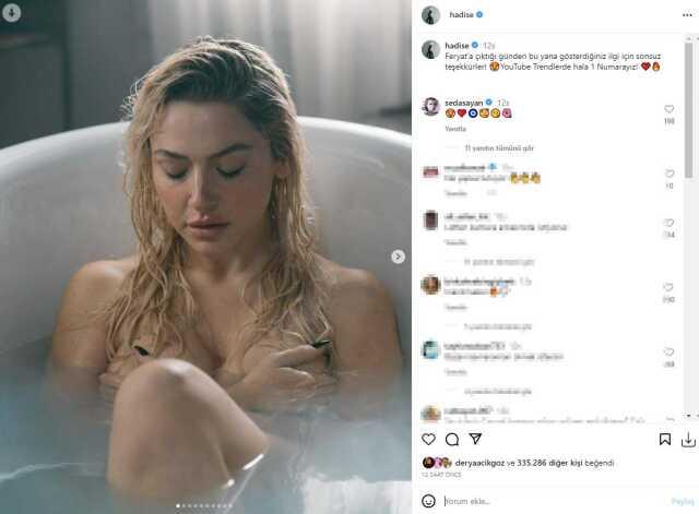 Feryat şarkısının başarısını kutlayan Hadise, küvetteki çırılçıplak hallerini paylaştı