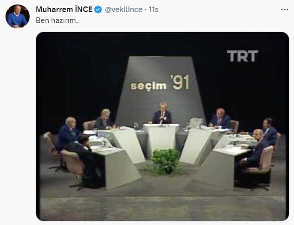 Kılıçdaroğlu'nun 'Adaylar canlı yayında tartışmalı' çağrısına ilk yanıt Muharrem İnce'den: Ben hazırım Kılıçdaroğlu'nun 'Adaylar canlı yayında tartışmalı' çağrısına ilk yanıt Muharrem İnce'den: Ben hazırım