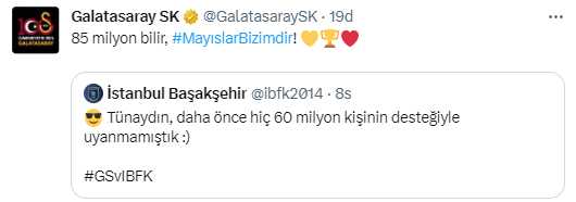 Galatasaray, Başakşehir'in paylaşımını alıntılayıp ezeli rakiplerine mesaj yolladı