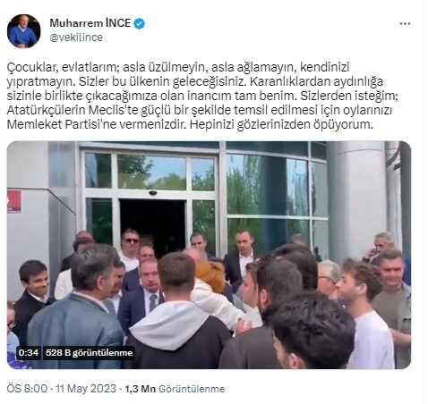 Adaylıktan çekilen Muharrem İnce'den yeni paylaşım! Ağlayan gençleri böyle teselli etti