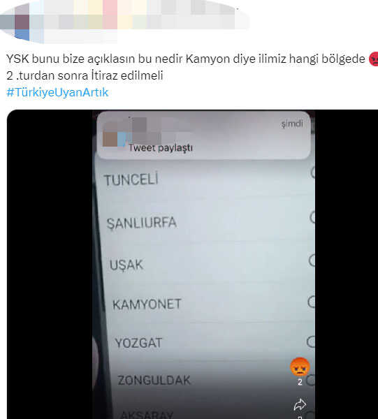 Anadolu Ajansı seçim sonuçları sayfasında illerin arasında 'Kamyonet' ve 'Yarasa Adam' yazdığı iddiası Anadolu Ajansı seçim sonuçları sayfasında illerin arasında 'Kamyonet' ve 'Yarasa Adam' yazdığı iddiası