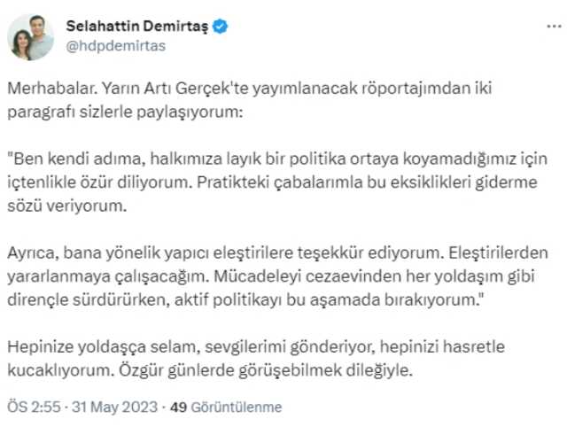 Selahattin Demirtaş siyaseti bırakıyor mu? Selahattin Demirtaş siyaseti bıraktı mı?