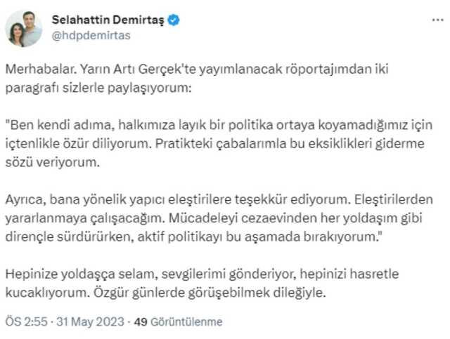 Selahattin Demirtaş siyaseti bıraktı mı, neden bıraktı 2023? Selahattin Demirtaş partiden ayrıldı mı, yerine kim geçecek?
