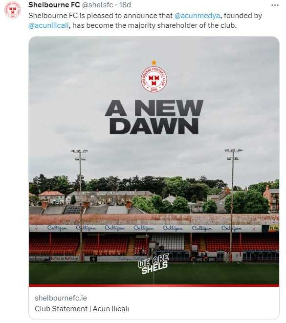Acun Ilıcalı, İrlanda Premier Lig ekibi Shelbourne FC'yi satın aldı