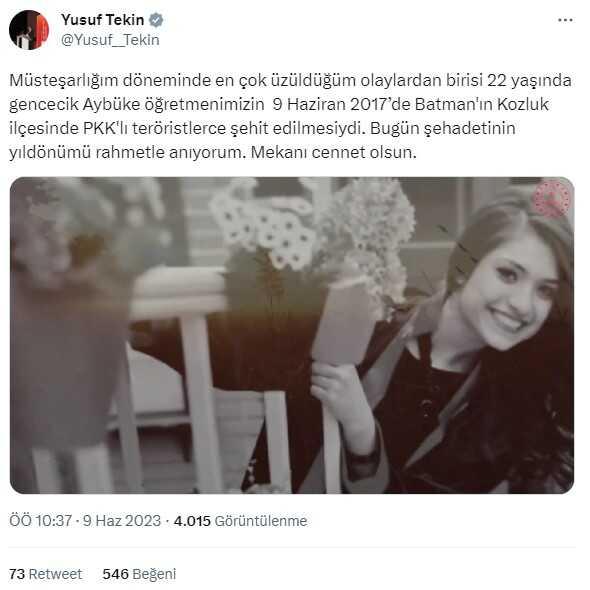 Aybüke öğretmenin katledilmesinin üzerinden 6 yıl geçti! En duygusal paylaşım Milli Eğitim Bakanı Tekin'den geldi