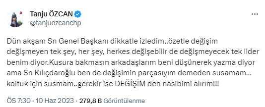Tanju Özcan'dan Kılıçdaroğlu'nun 'değişim' ile ilgili sözlerine tepki: Özetle değişmeyecek tek lider benim diyor