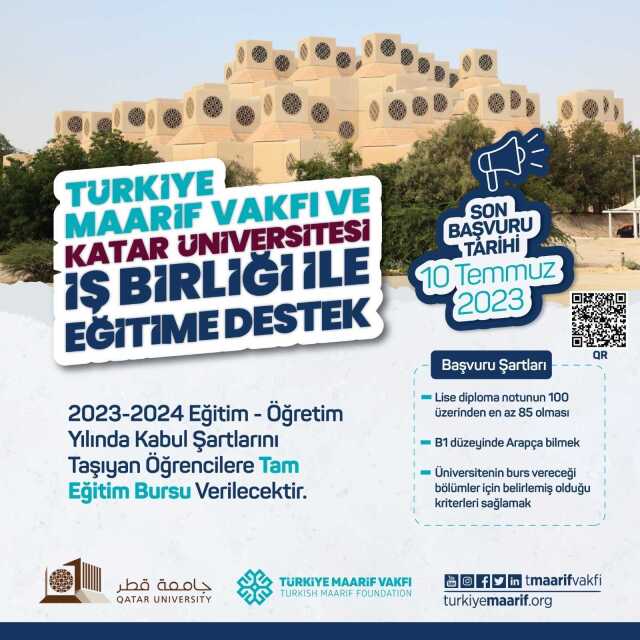 Türkiye Maarif Vakfı ile Katar Üniversitesi işbirliğinde 30 öğrenciye tam burs verilecek Türkiye Maarif Vakfı ile Katar Üniversitesi işbirliğinde 30 öğrenciye tam burs verilecek