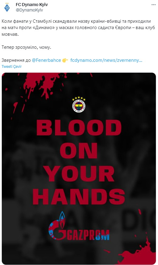Dinamo Kiev'den Rusya'ya giden Fenerbahçe'ye skandal suçlama: Terörizmin kanlı parasını kabul ettiniz
