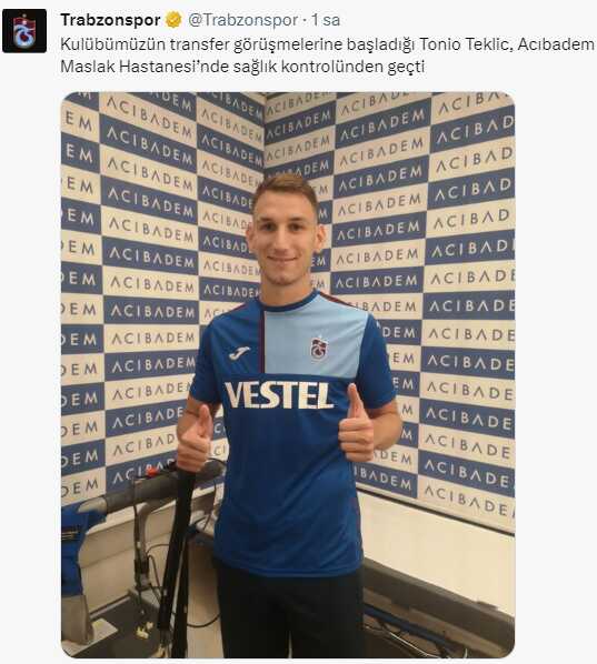 3 yıllık imza atacak! Trabzonspor, Tonio Teklic'i kadrosuna kattı