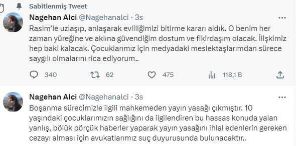 Nagehan Alçı'dan beklenen açıklama geldi: Evliliğimizi bitirme kararı aldık