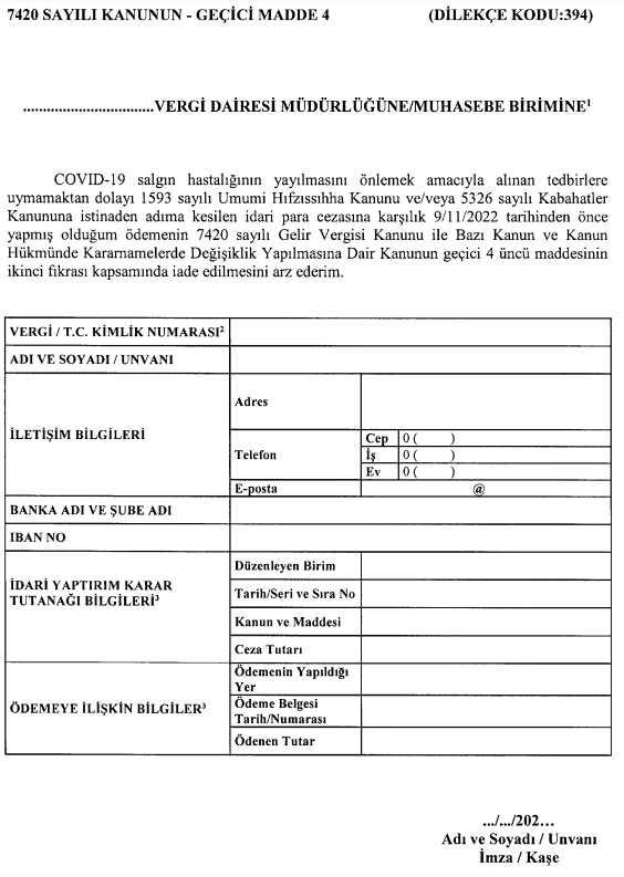 Korona cezalarının iadesi için başvuru formu yayımlandı! Bu tarihi geçirmeyin