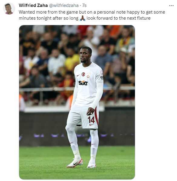 Zaha'dan puan kaybı sonrası paylaşım gecikmedi: Görev aldığım için mutluyum