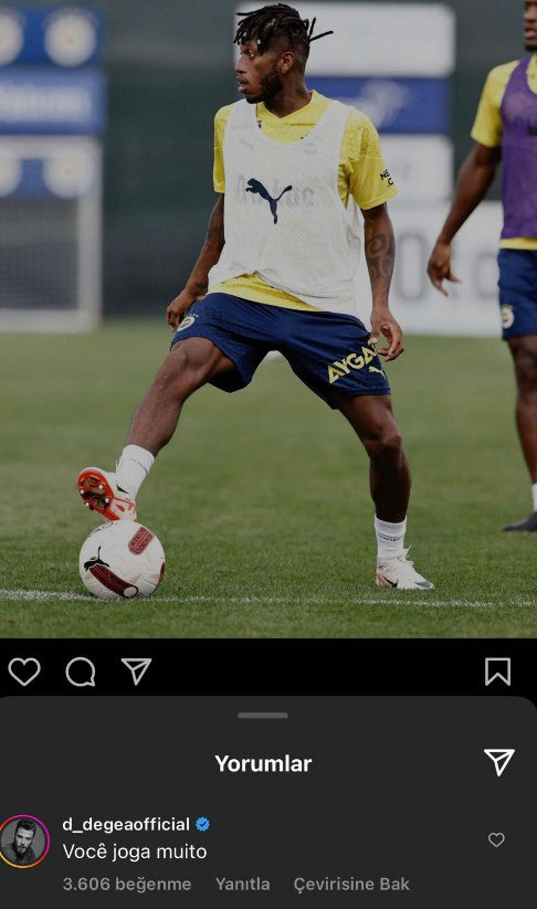 Taraftarın rüyası gerçek mi oluyor? De Gea'dan Fenerbahçe'nin yeni transferi Fred'in paylaşımına yorum